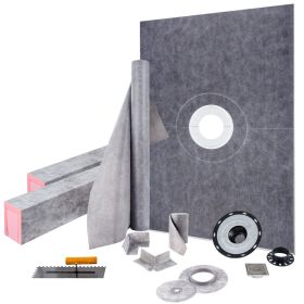 VEVOR Shower Curb Kit, 38"x60" Watertight Shower Curb Overlay with 4" ABS Central Bonding Flange, 4" Stainless Steel Grate